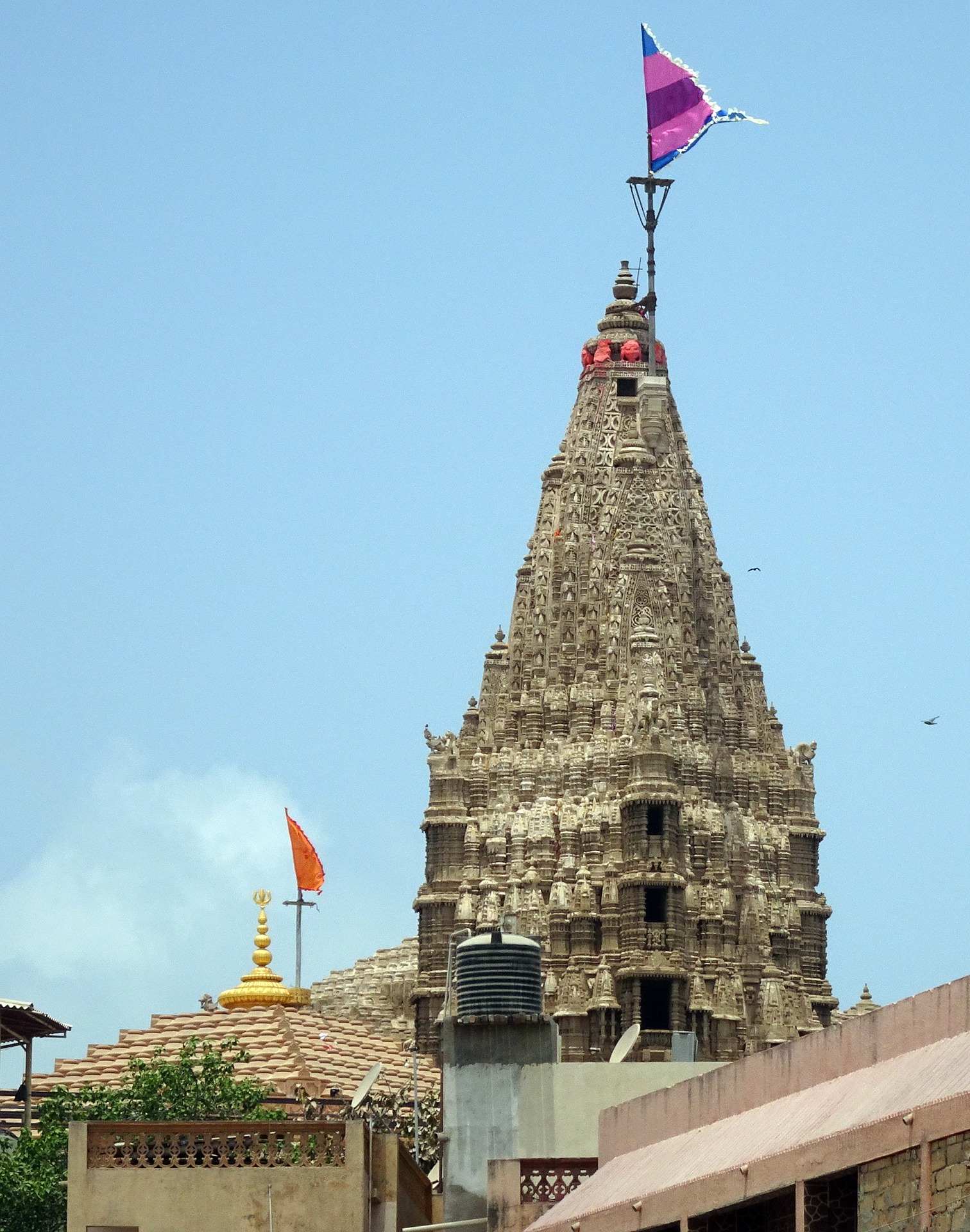 Rudra.Tours: Dwarkadheesh Temple on  the sea front in Dwarka on our Gujarat Tour. This is the abode of Hindu God Krishna